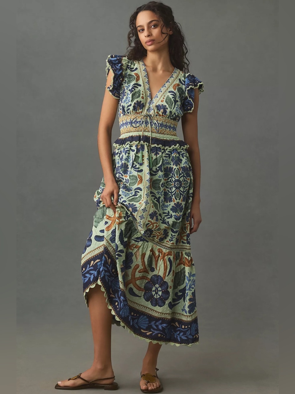 FARM RIO Ocean Tapestry Sleeveless Maxi Dress XS